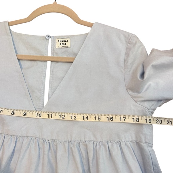 Aritzia Sunday Best Sky Blue Bell Sleeve Mini Dress- Size Medium - Picture 13 of 14